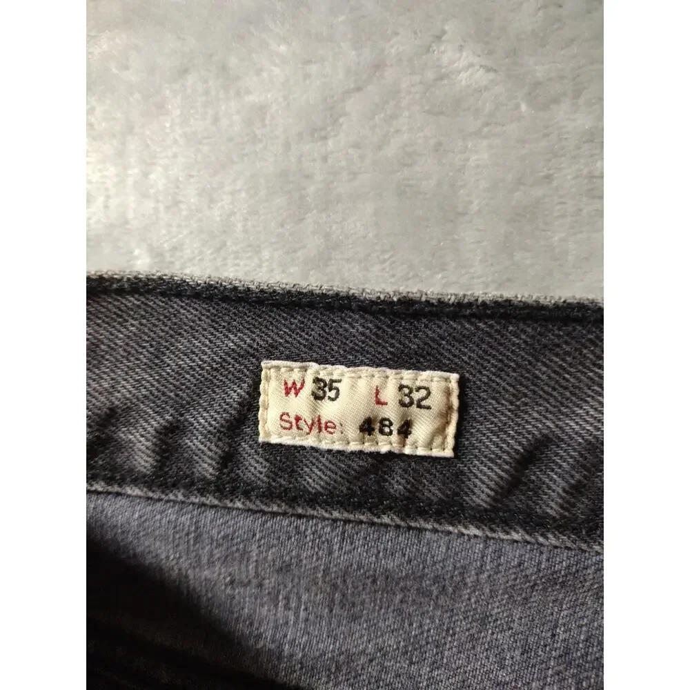 J.CREW 484 Jeans Mens 35x32 Black Tapered Leg Slim Cotton Western Grunge Goth